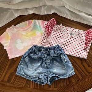 Girls Bundle: Disney shorts and 2 shirts